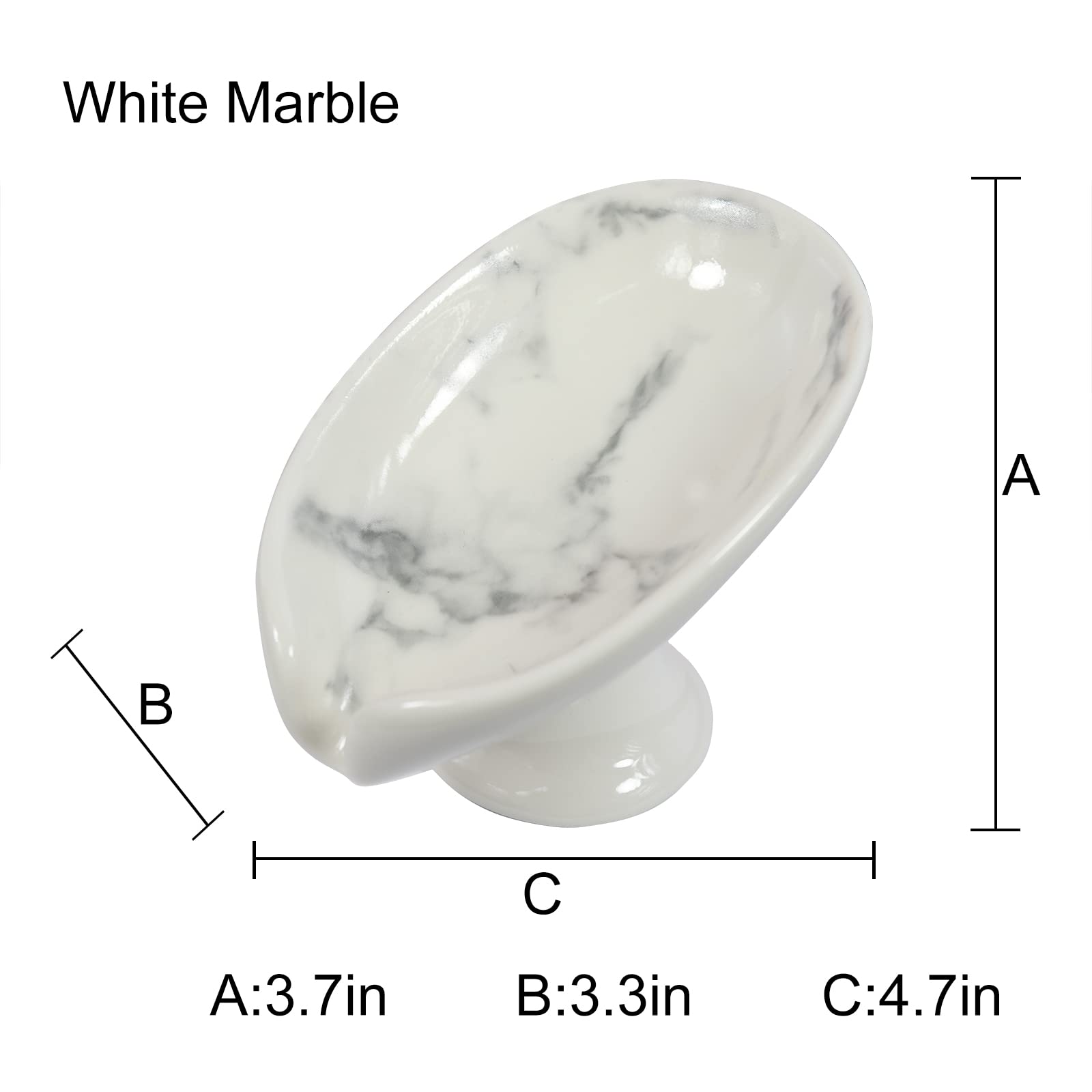 Polyroyal Self-Draining Soap Dish White Marble Ceramic Soap Holder Stand Style Waterfall Soap Dish Soap Savers for Bar Soap  for Bathroom  for Shower  for Bar Counter