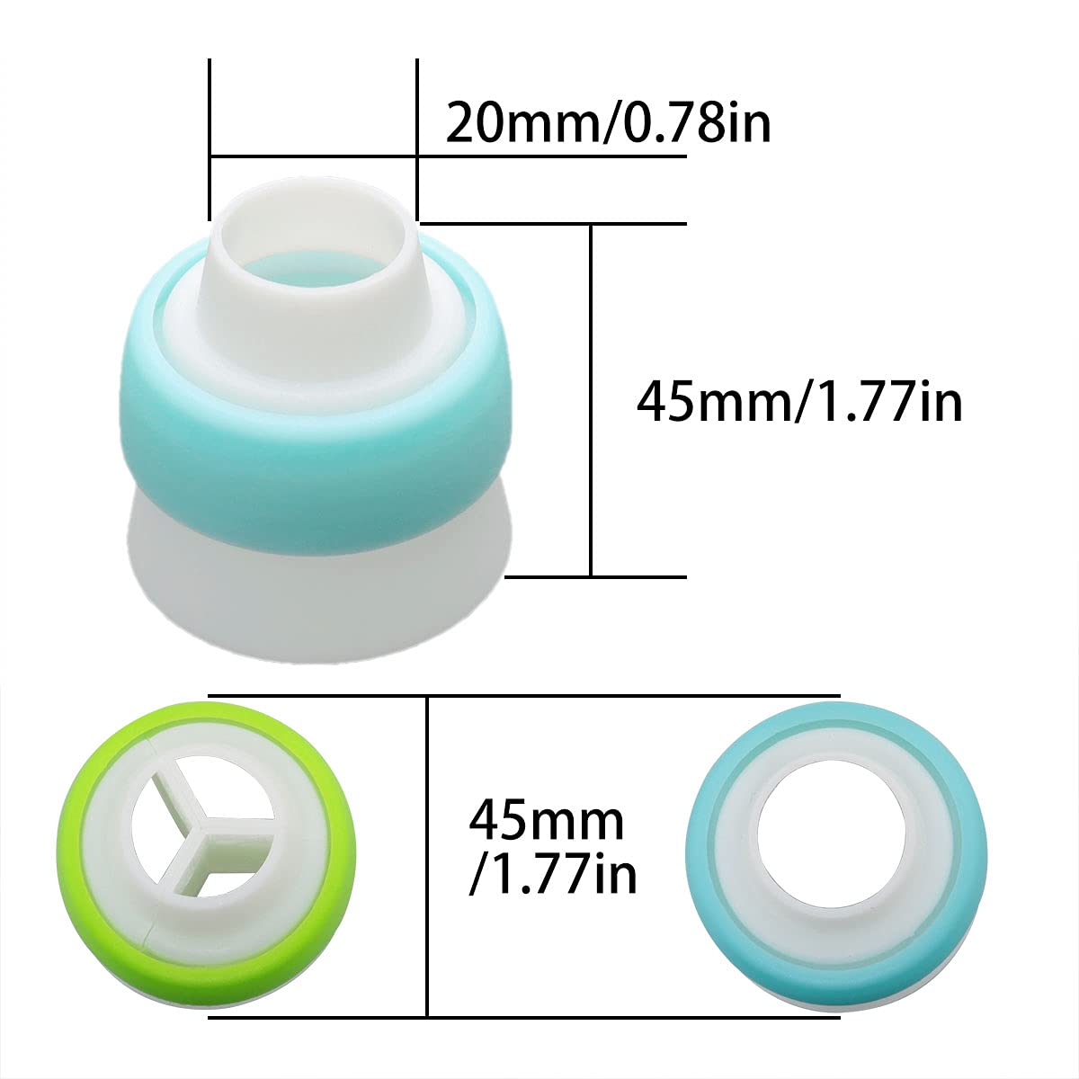 Dghaop 4Pcs Russian 3 Color Nozzle Converter Coupler Icing Nozzles Blue+Green Single Hole/Three Holes Icing Cake Decor Tools