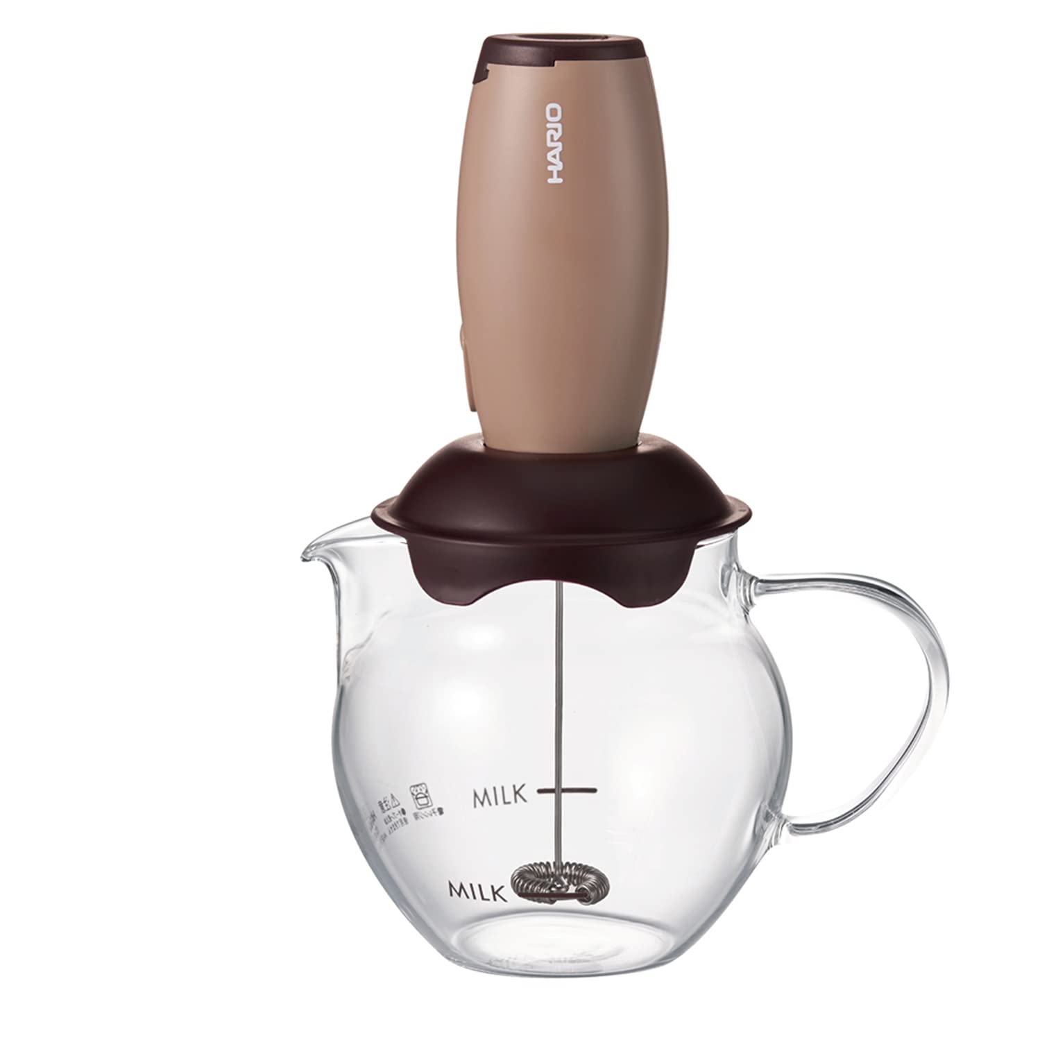 HarioQto Electric Milk Frother with Server, 100ml, Brown