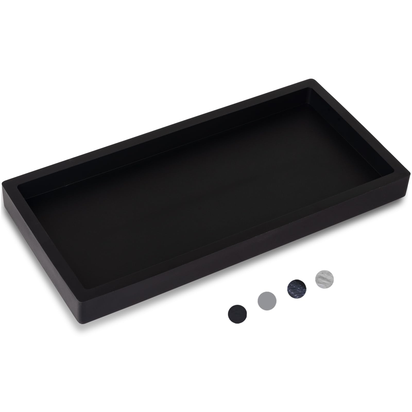 Bathroom Trays for Counter  Slicone Vanity Trays for Bathroom  Rectangle Sponge Holder for Kitchen Sink - Black