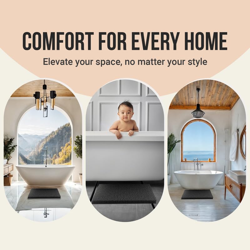 ITSOFT Plush Microfiber Long Runner - Non Slip Soft Bathroom Rug  Absorbent Machine Washable Chenille Bath Mat | Quick Dry Carpet  Great for Bath  Shower  Bedroom  or Door Mat (Charcoal Gray  47x21)