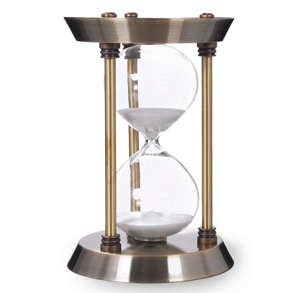 60 Minute Hourglass Sand Timer With Metal Frame, Big Size Antique Sand Clock, Bronze