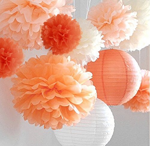 Life Glow 12Pcs Pom Poms Of 10'' 12'' 14'' Tissue Paper Craft Pom Poms Kit Tissue Paper Flowers Wedding Decorations For Wedding,