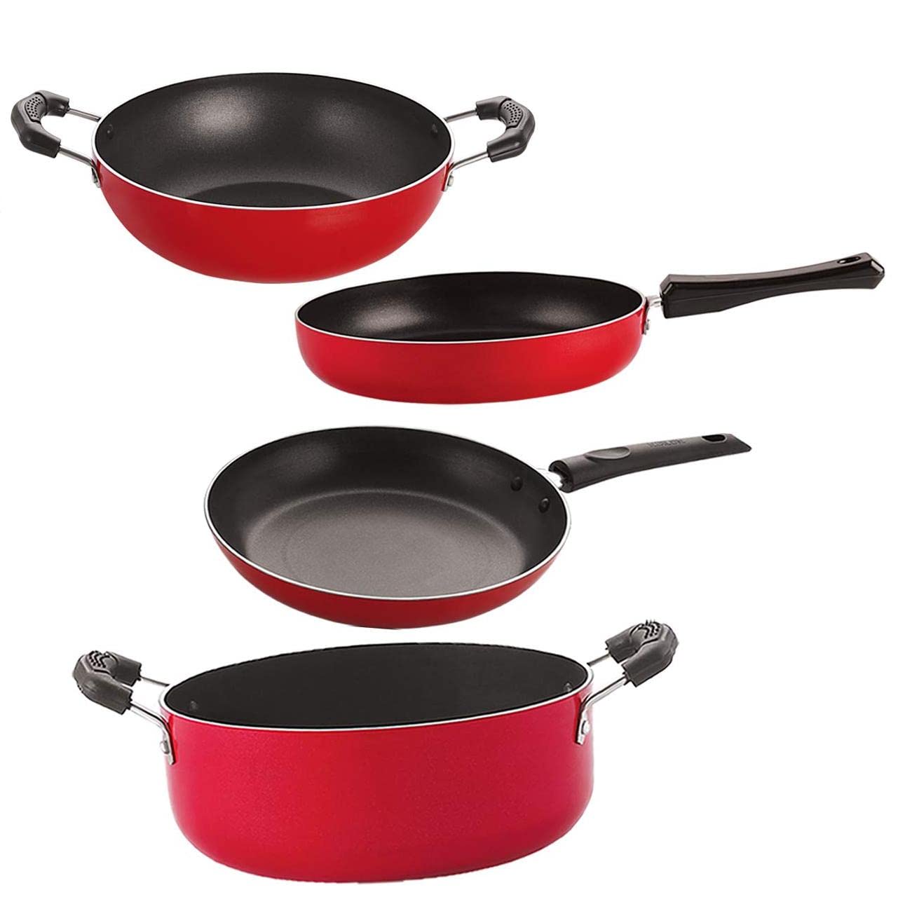 Nirlon NonStick Aluminium Cookware Gift Set Of 4 Pieces (Gas Compatible) (Fp10_Kd11_Tp22_Cs24)