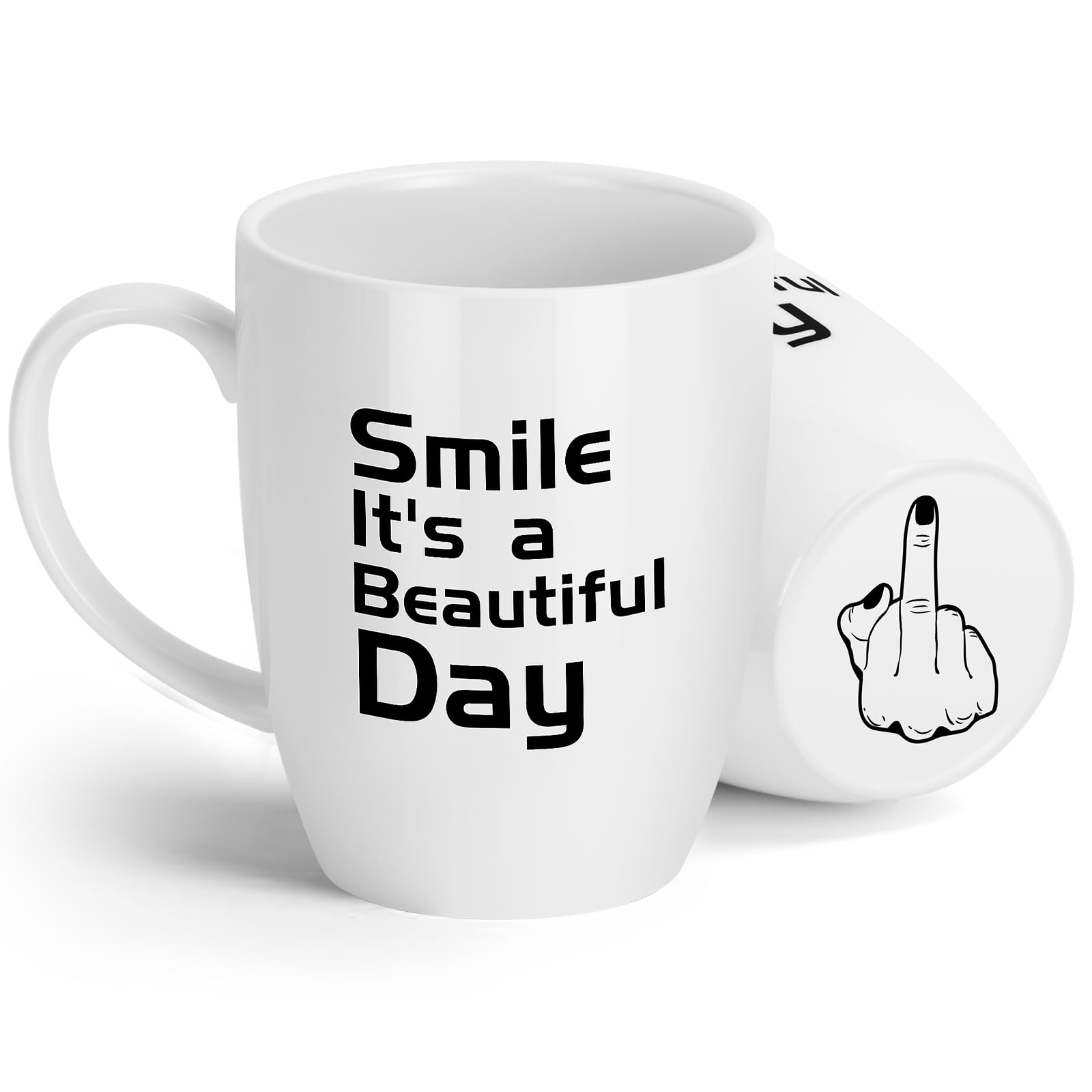 Ednzion White Elephant Gift For Adults - Smile It'S A Beautiful Day Funny 14 Oz Coffee Mug-White, Gag Gifts For Men, Women, Cowo