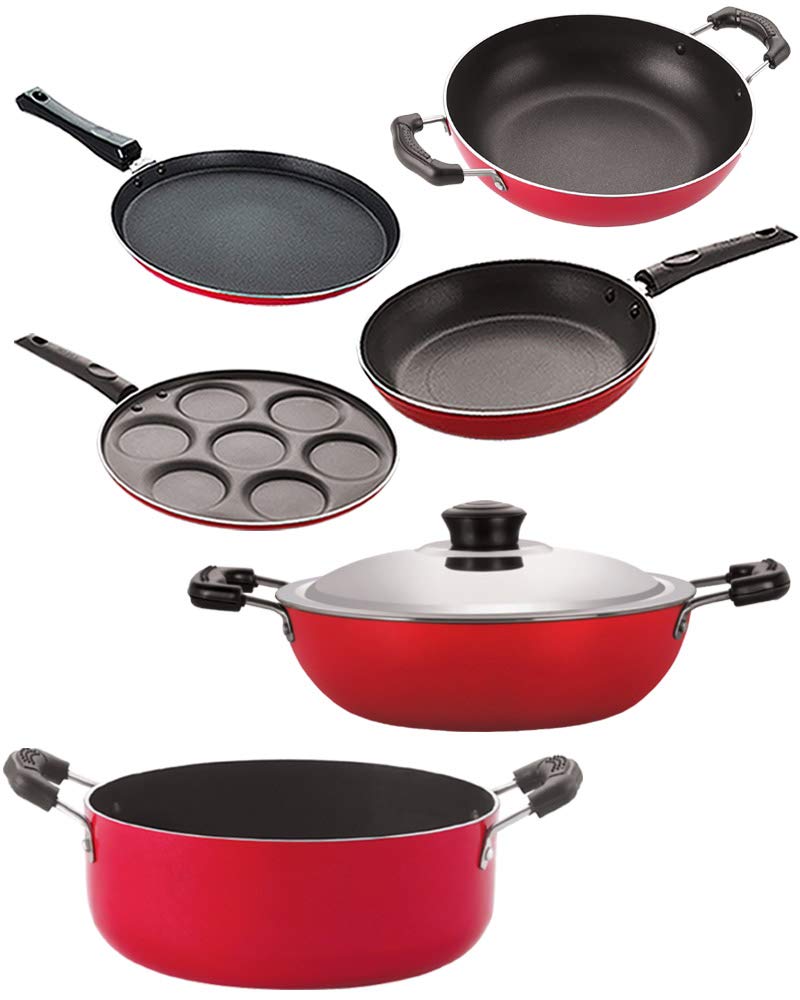 Nirlon Non Stick Kitchenware Cooking Utencil Combo Set Of 6 Pieces (26_Kd13_Dkdb_Tp_Ft11_Cass20_Up7)