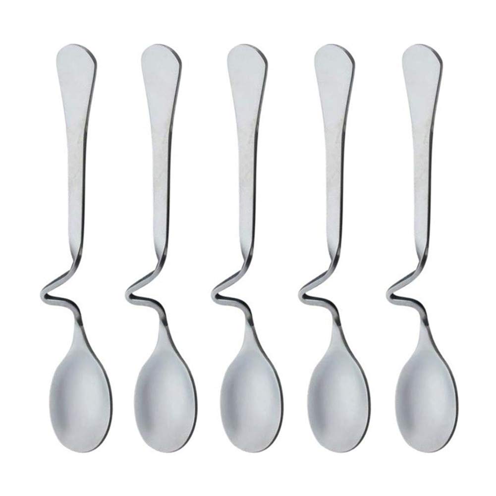 Beetoo Pack Stainless Steel Hanging Coffee Spoon Creative Bending Handle S Shape Stirring Honey Teaspoons For Tea Coffee Dessert