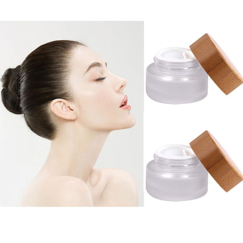 2 Pack 30Ml/1Oz Empty Refillable Frosted Glass Cosmetic Cream Jar Bottle Round Makeup Cosmetic Face Cream Eye Cream Lotion Lip B