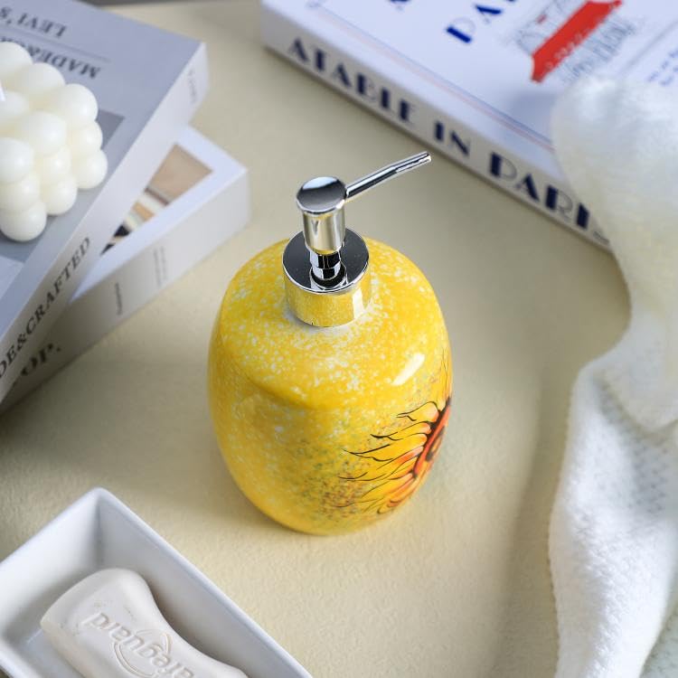 Ceramic Sunflower Hand Painted Soap Dispenser