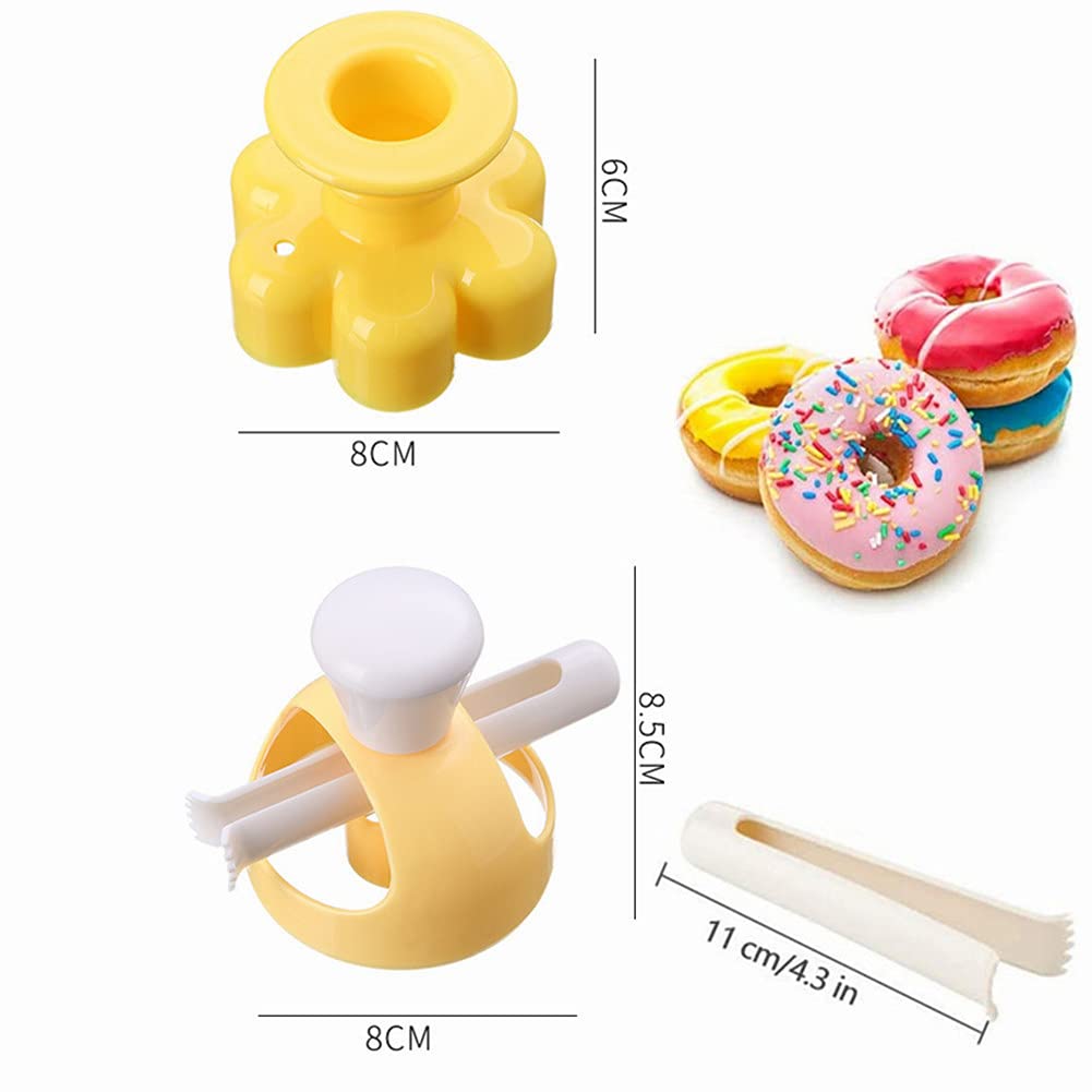 Donut Cutters Set Maker 3 Inch Doughnut Cutter Mold, Plastic Round Cookie Cutter For Baking With Dipping Plier, Non-Stick Bread