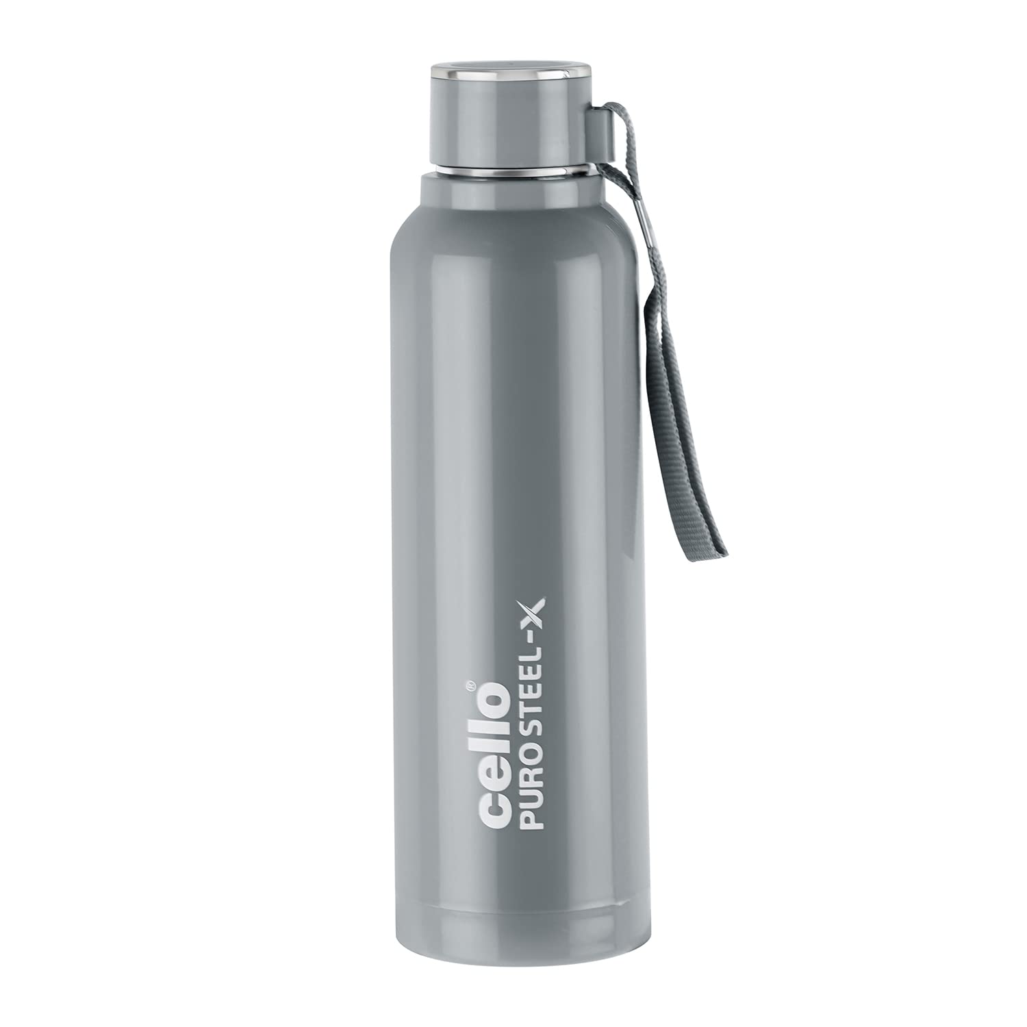 Cello Puro Steel-X Benz 900 Pu Insulated Water Bottle 900 Ml, Grey | Bpa Free, Leakproof, Isi Certified |Hot & Cold Bottle For G