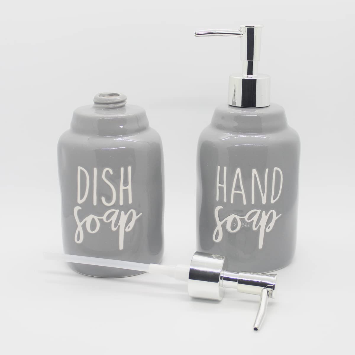 2 Pack Ceramics Hand Soap And Dish Soap Dispenser Set For Kitchen And Bathroom, Refillable Liquid Hand Soap Dispenser, Premium K