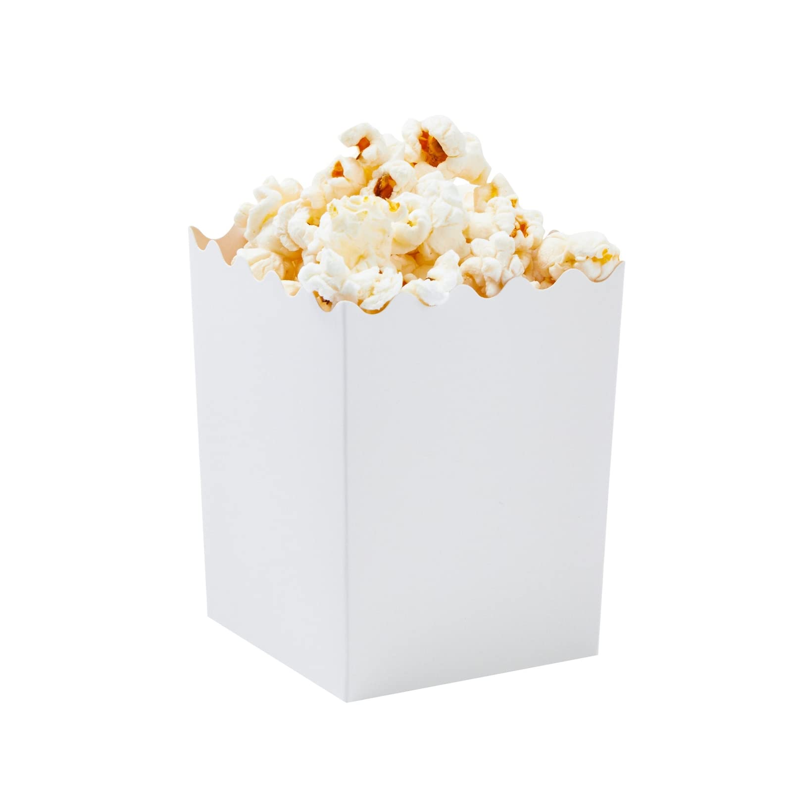 100 Pack Mini Popcorn Containers For Party Supplies, Bulk White Treat Boxes With Scalloped Edges For Movie Night Decorations (3