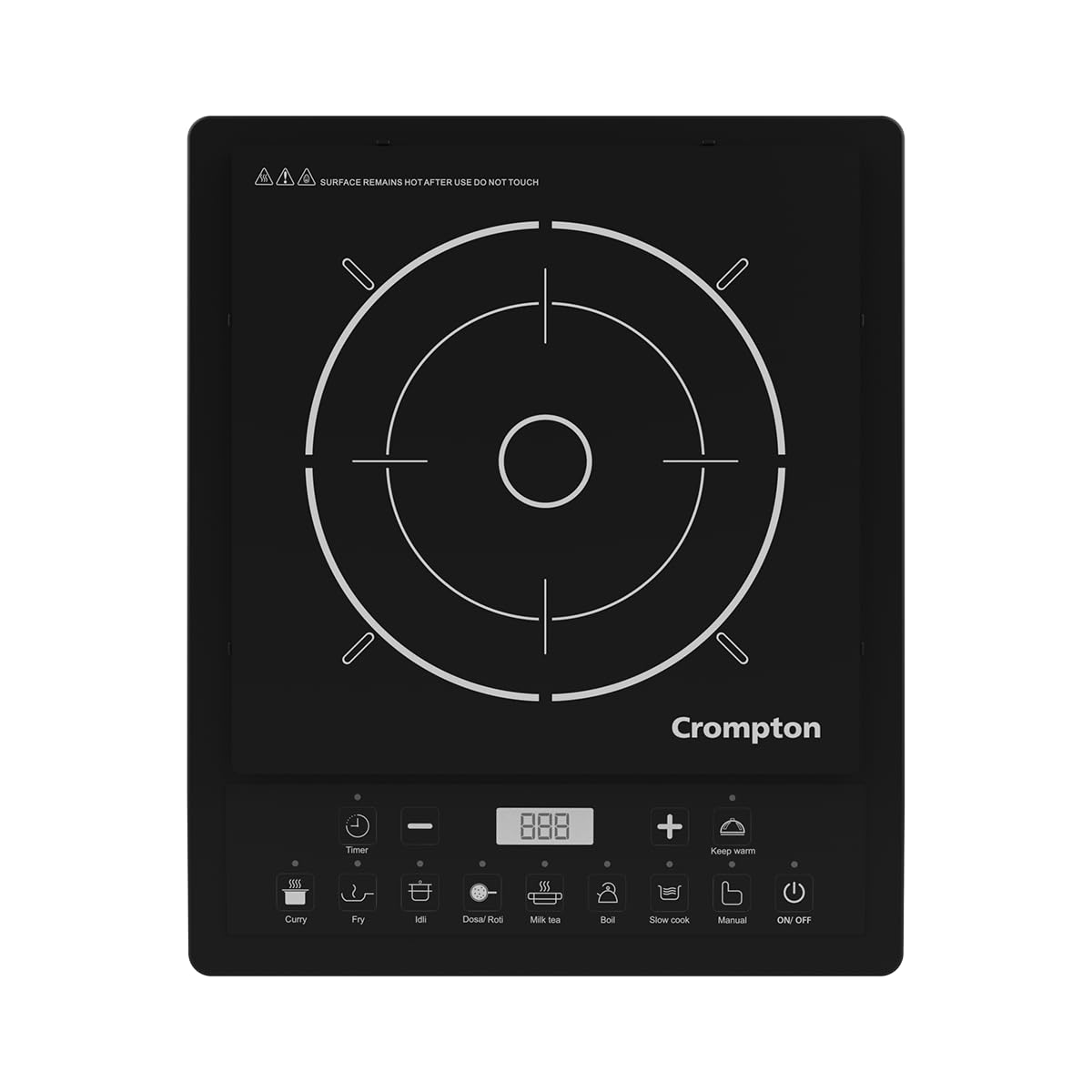 Crompton Instaserve 1600 W Induction Cooktop | 7 One Touch Indian Menus | Overvoltage Shield Protection | 1 Year Warranty
