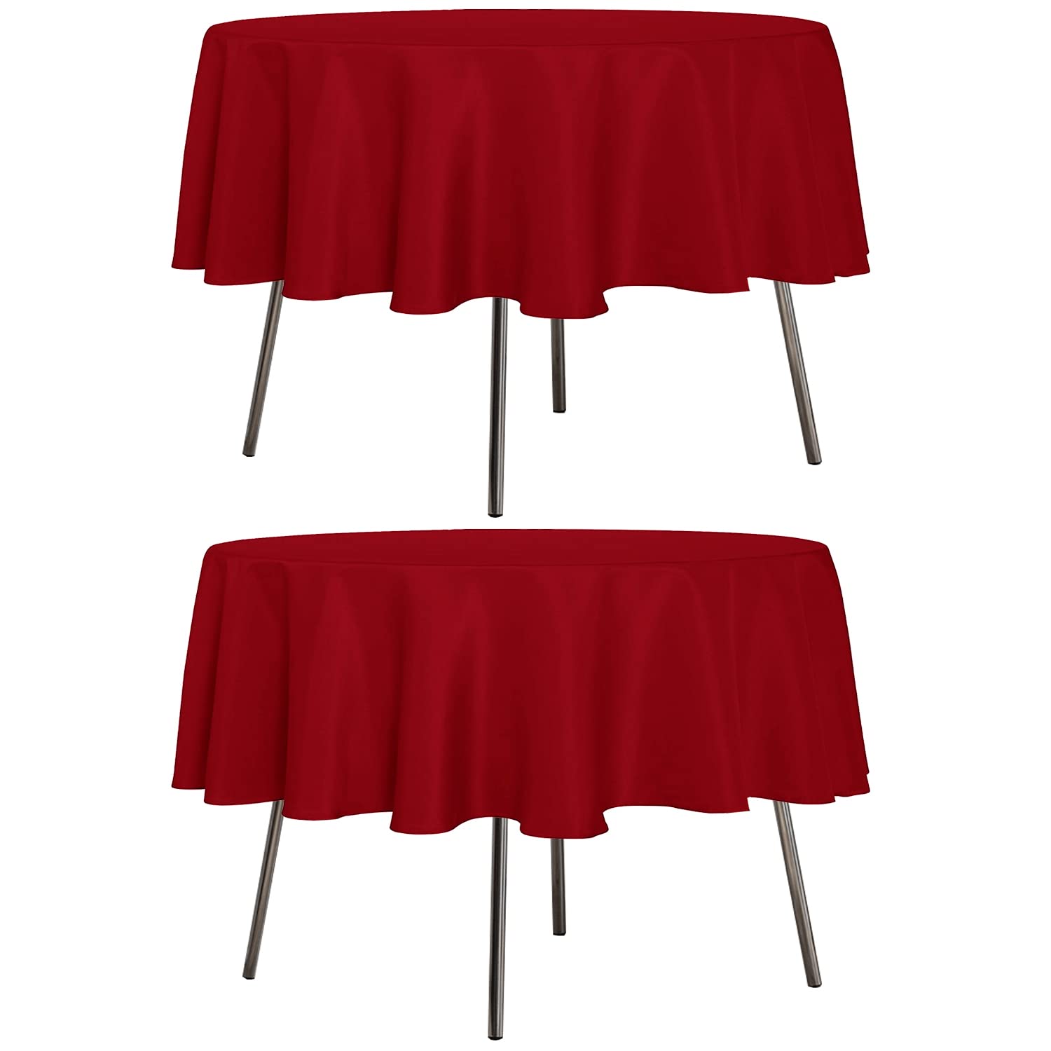 Sancua 2 Pack Round Tablecloth 60 Inch Red, Stain And Wrinkle Resistant Table Cloth - Washable Polyester Table Cover For Dining