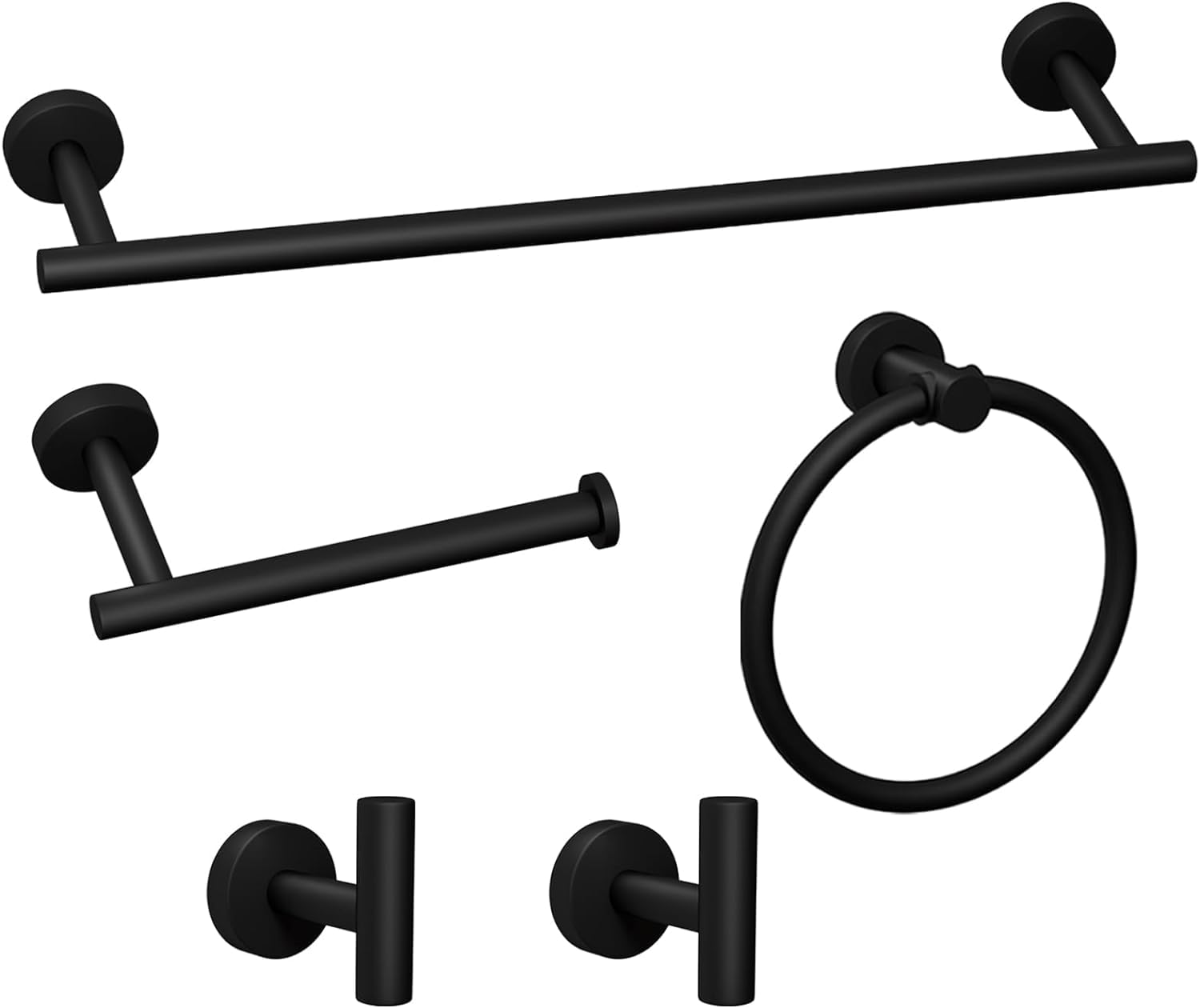 Bathroom Hardware Towel Bar Set - Matte Black Bathroom Accessories Set - Including 16'' Hand Towel Bars - Toilet Paper Holders -