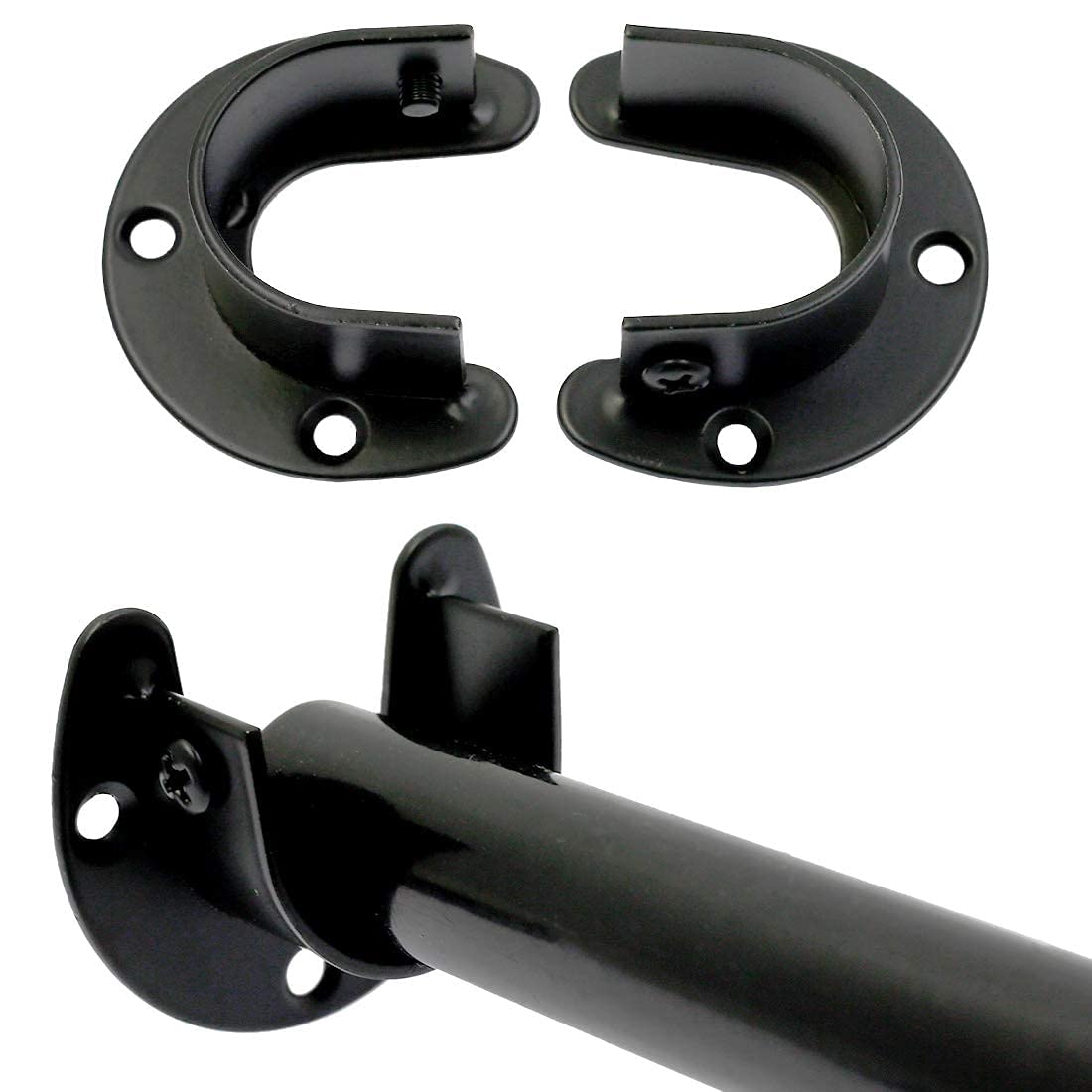 Suiwotin 4Pcs Closet Rod Bracket 1-1/3 Inch Diameter Heavy Duty Stainless Steel Rod Socket Flange Rod Holder Round Closet Rod U