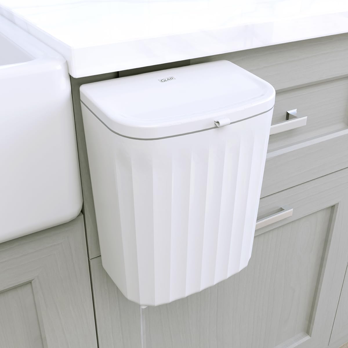 Glad Roomate Under Counter Trash Can | Space Saving Waste Bin For Kitchen Cabinet, Bathroom Or Office | Dual Lid For Ease Of Ope