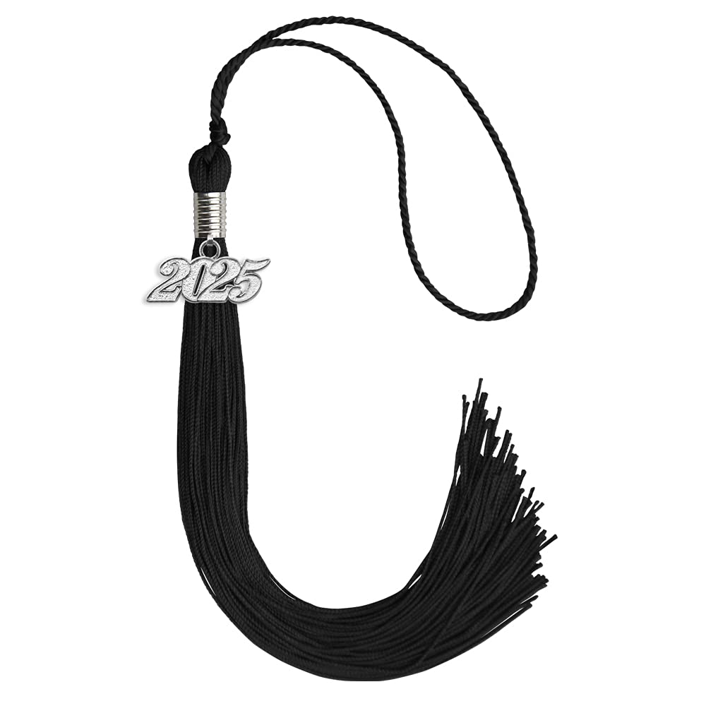 Endea Graduation Single Color Tassel with Silver Date Drop (Black, 2025)