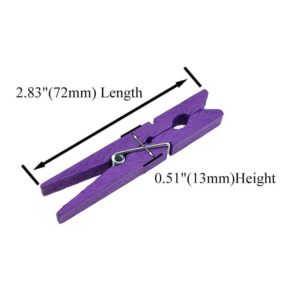 Hahiyo Colorful Wooden Clothes Pins Clothespins Wide Do Not Fall Apart 2.87 Inches Length 16 Pack Sturdy Strong Springs No Rust