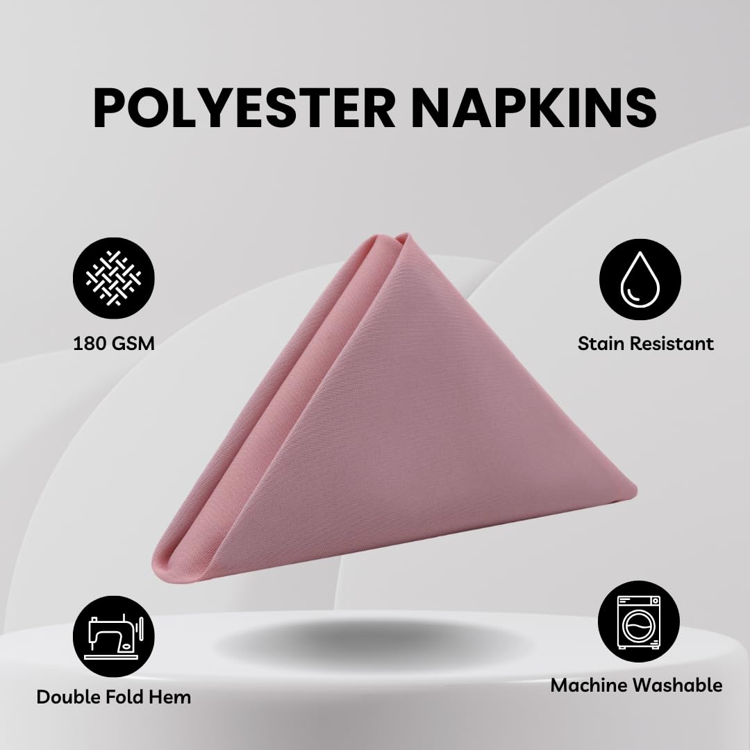 Your Chair Covers - 20 Inch Square Premium Polyester Cloth Napkins. Oversized, Double Folded And Hemmed Napkins For Restaurant,