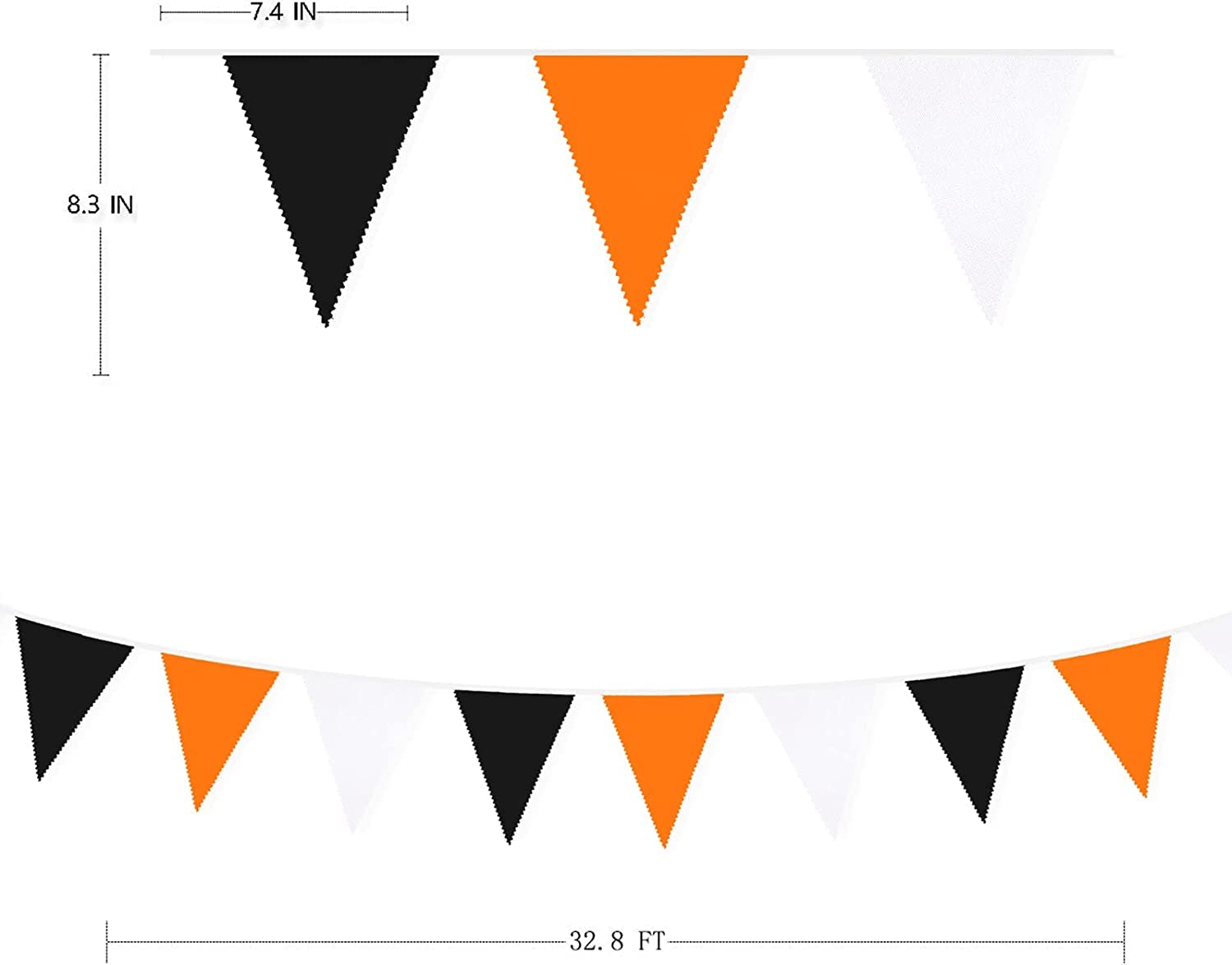 32Ft Orange Black White Graduation Party Decorations 2023 Halloween Pennant Banner Fabric Triangle Flag Bunting Garland For Than
