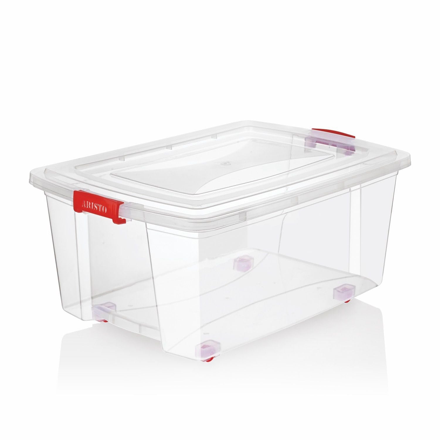 Aristo Multipurpose Plastic Storage Container Box With Wheels 35 Ltr (Clear, Transparent) Rectangular