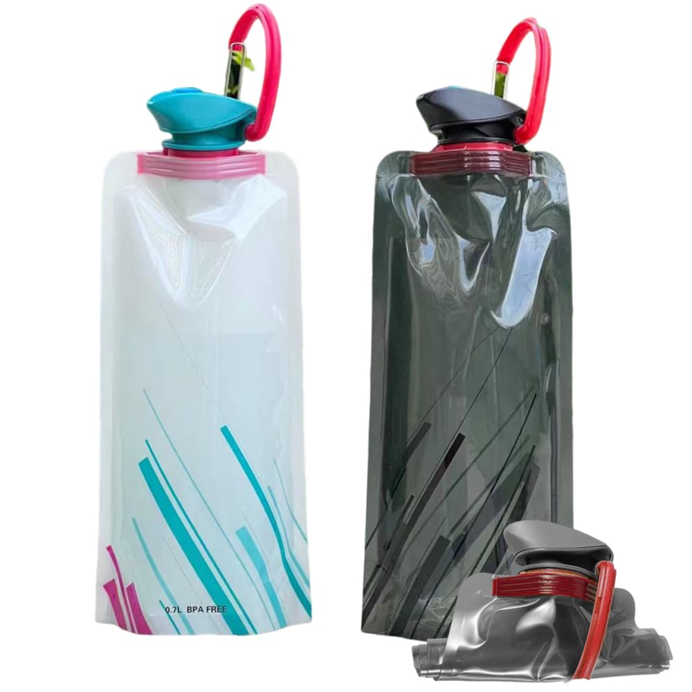 OULIGET Collapsible Water Bottles,Compact Bottle Folds Flat with Carabiner