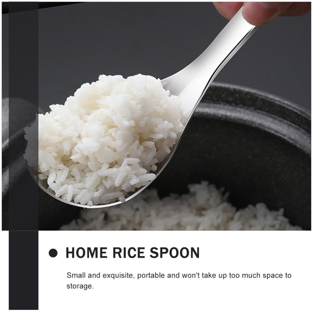 Bestonzon Rice Paddle Rice Spoon Stainless Steel Kitchen Utensil Rice Scooper Rice Spatula Soup Scoop Food Serving Spoon For Hom
