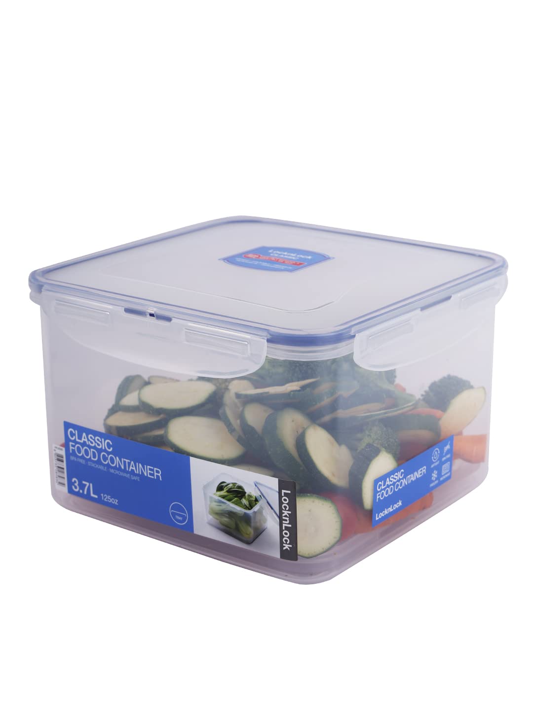 Locknlock Airtight Square Food Storage Container With Leak Proof Lid  3.7L, Transparent