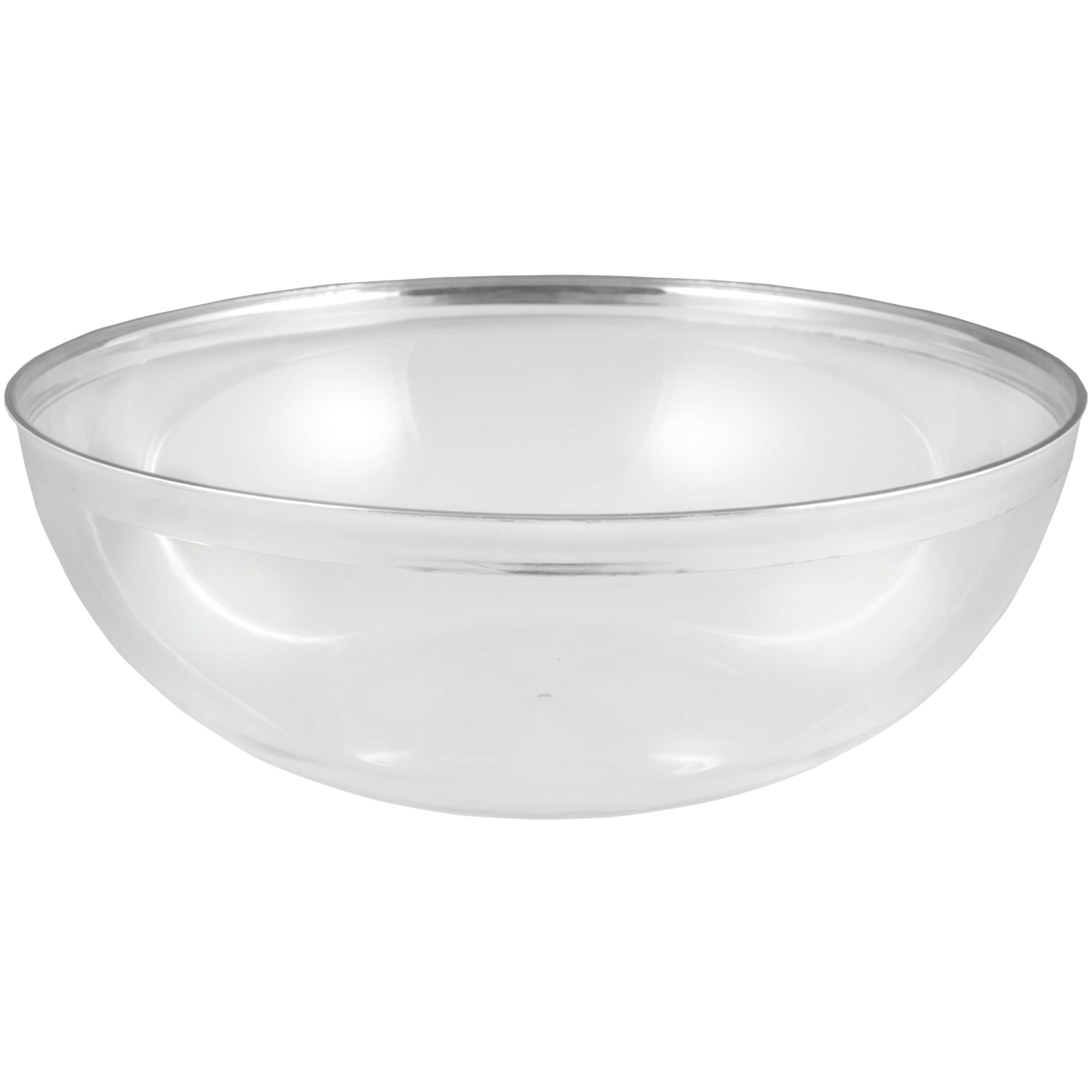 Regal Clear Plastic Bowl, 10.5'' (1 Pc.) - Sophisticated Silver Edge Design, Perfect For Weddings, Entertaining, Holidays, Dinne
