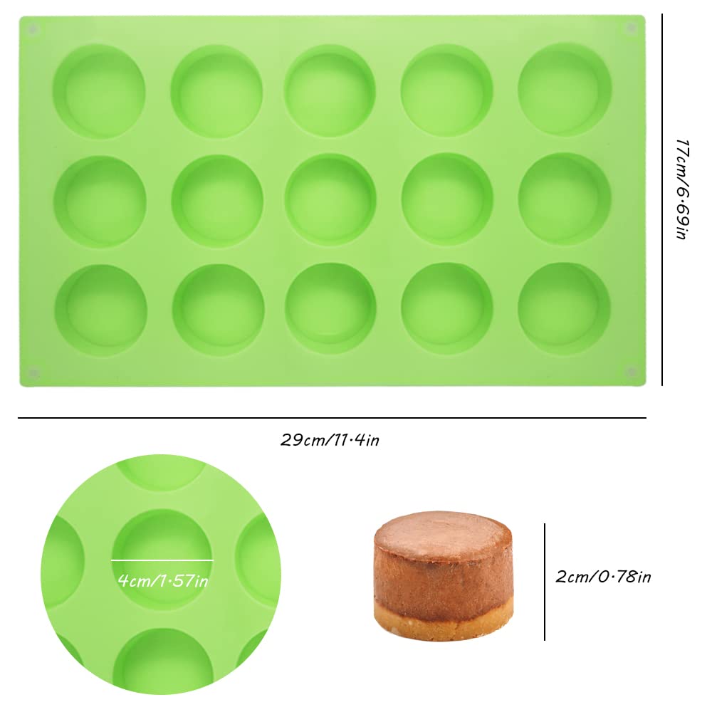 4 Psc Cylinder Silicone Molds, Senhai 15 Hole Silicone Molds For Chocolate Cake Candy Soap Muffins Brownie Pudding Baking