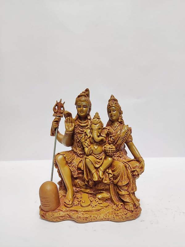 Pratima Wooden Finish Lord Shiva Parvati Kartikeya And Ganesha Murti Shiv Parivar Idol Statue For Home Dcor Mandir Temple Gift S