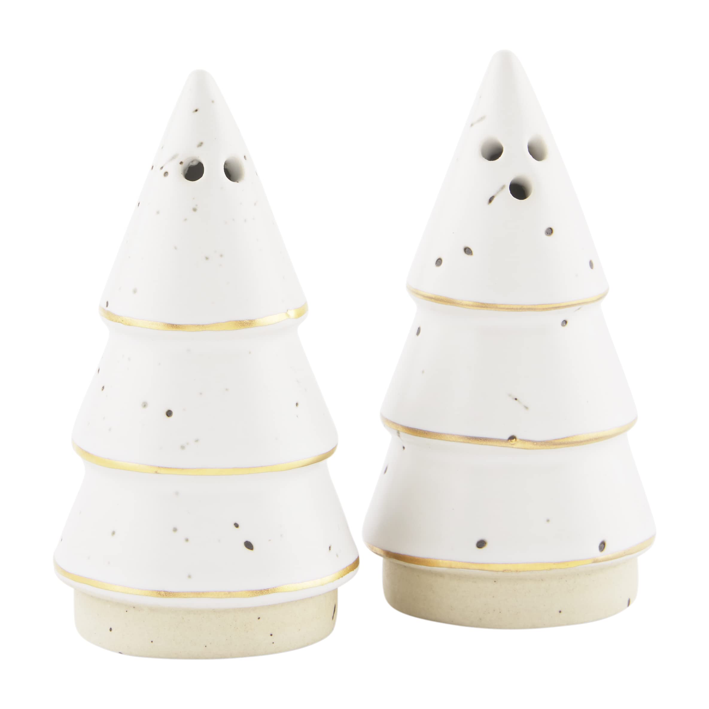 Mud Pie Stoneware Tree Salt And Pepper Set, Gold, 3 1/4'' X 4'' Dia