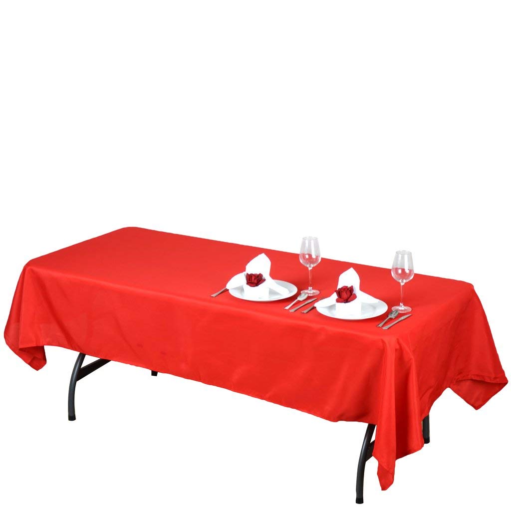 Balsacircle 60X102-Inch Red Rectangle Polyester Tablecloth Table Cover Linens For Wedding Party Events Kitchen Dining
