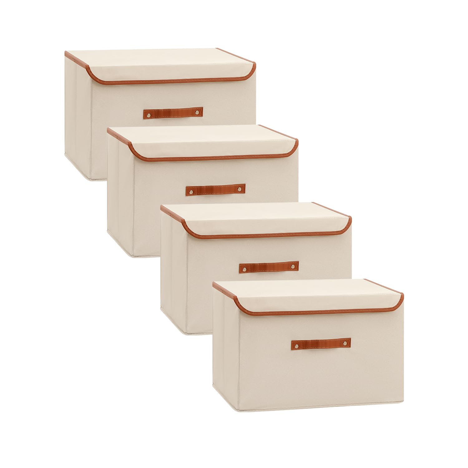 Tuza 4 Pack Large Fabric Storage Bins With Lids, Foldable Storage Boxes With Lids For Organizing, Decorative Storage Boxes With