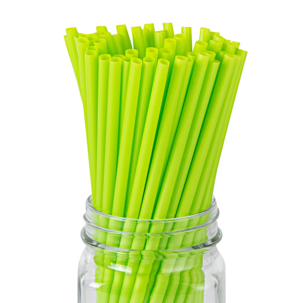 Restaurantware Basic Nature 8.3 Inch Disposable Straws 100 Sustainable Straws - Sturdy Won'T Alter Flavors Green Pla / Pbat Stra