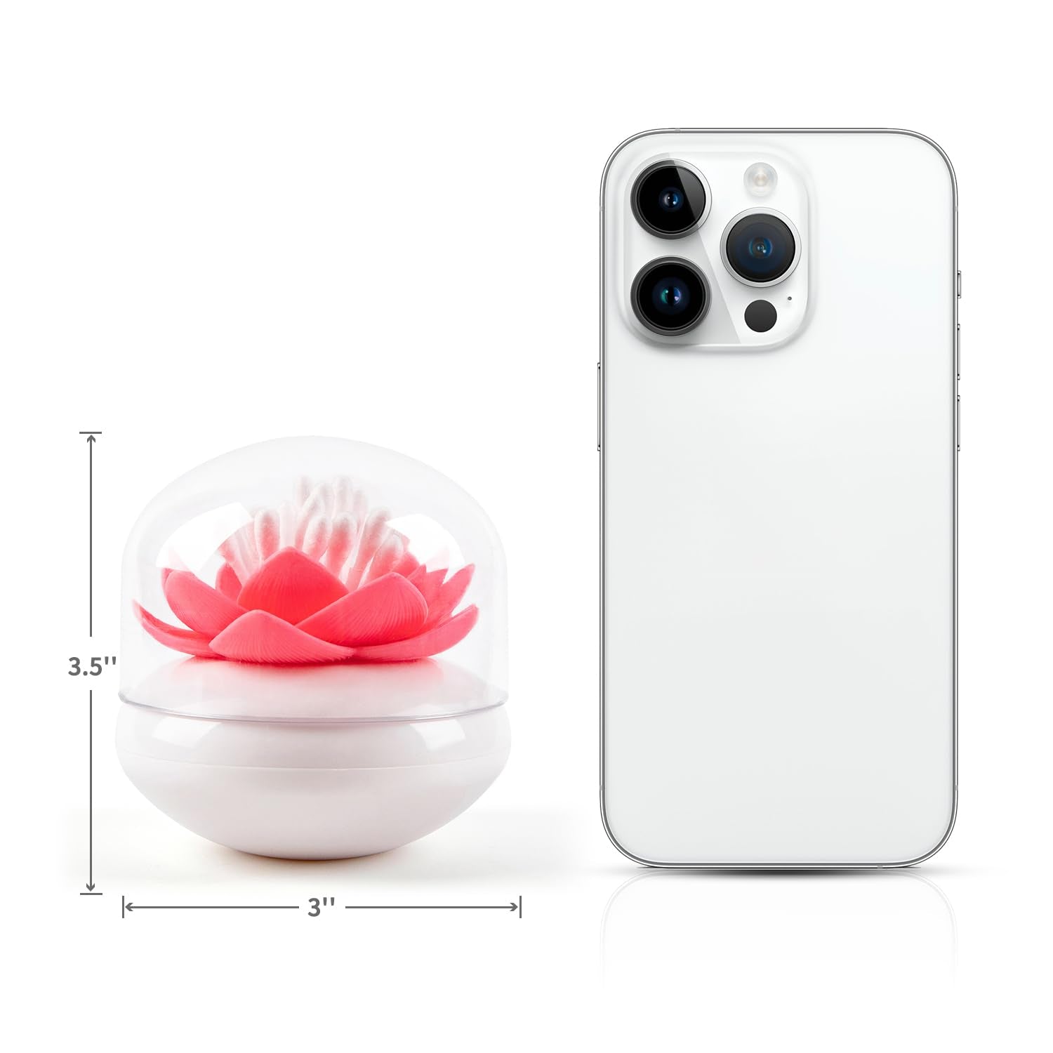 Bloss Lotus Cotton Swab Holder Q-Tip Holder Cotton Bud Swabs Toothpick Organizer Dustproof Holder Home Decor - Pink