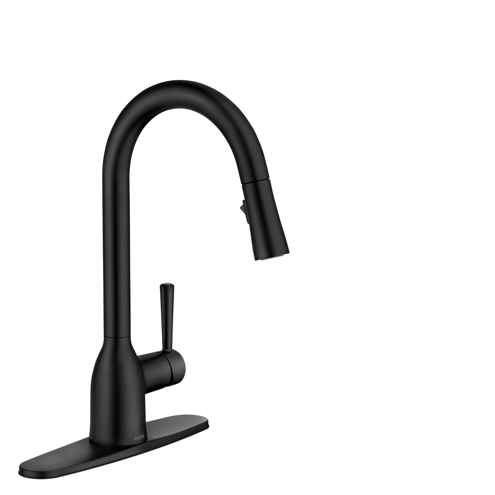 Moen Adler Matte Black One-Handle High Arc Kitchen Sink Faucet With Power Clean, Modern Kitchen Faucet With Pull Down Sprayer, 8