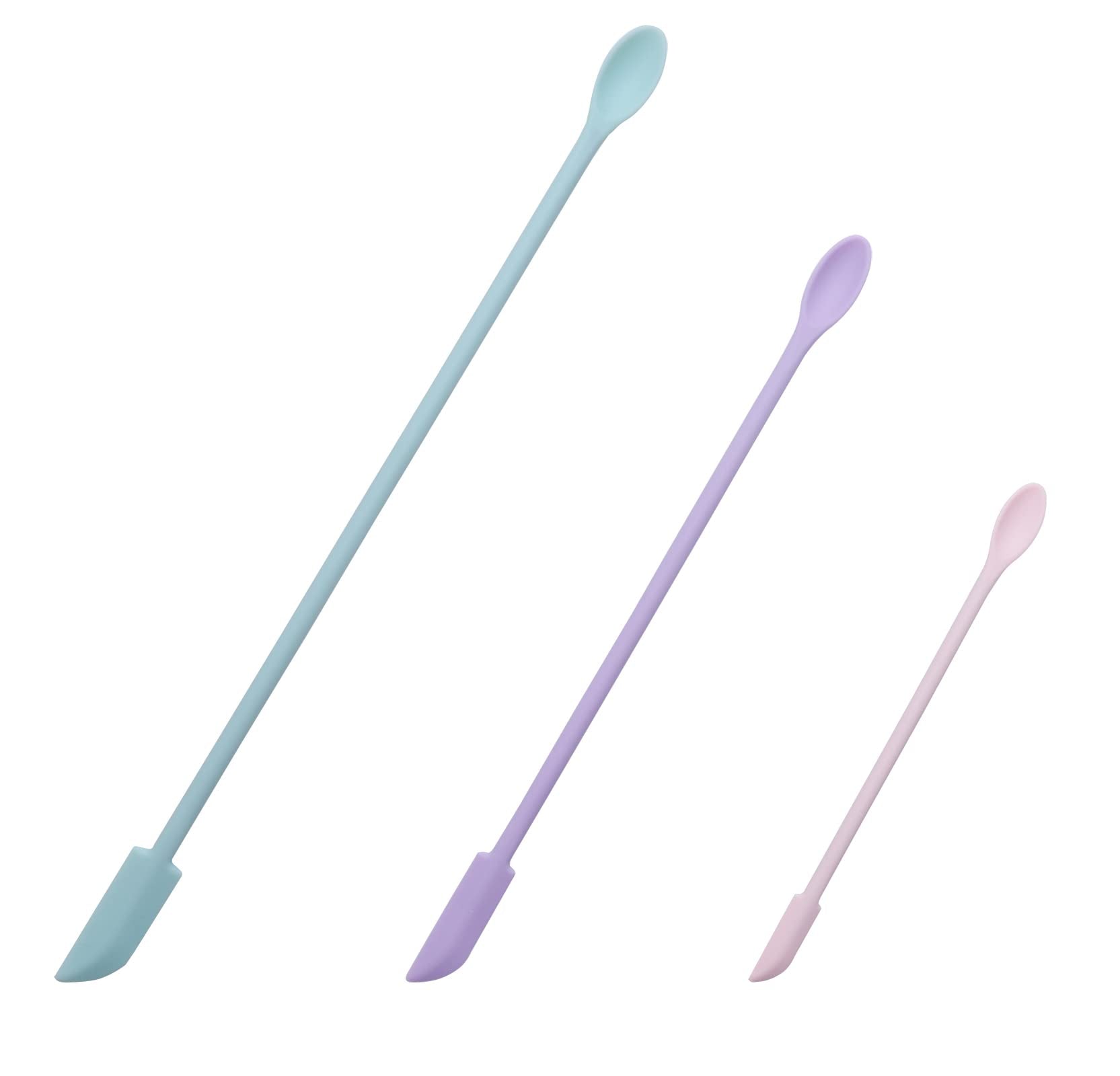 Ruwado 3 Pcs Makeup Spatula Multi Size Silicone Reusable Multi Purpose Tiny Spatula Set For Thin Jar Kitchen Food Cosmetic Bottl