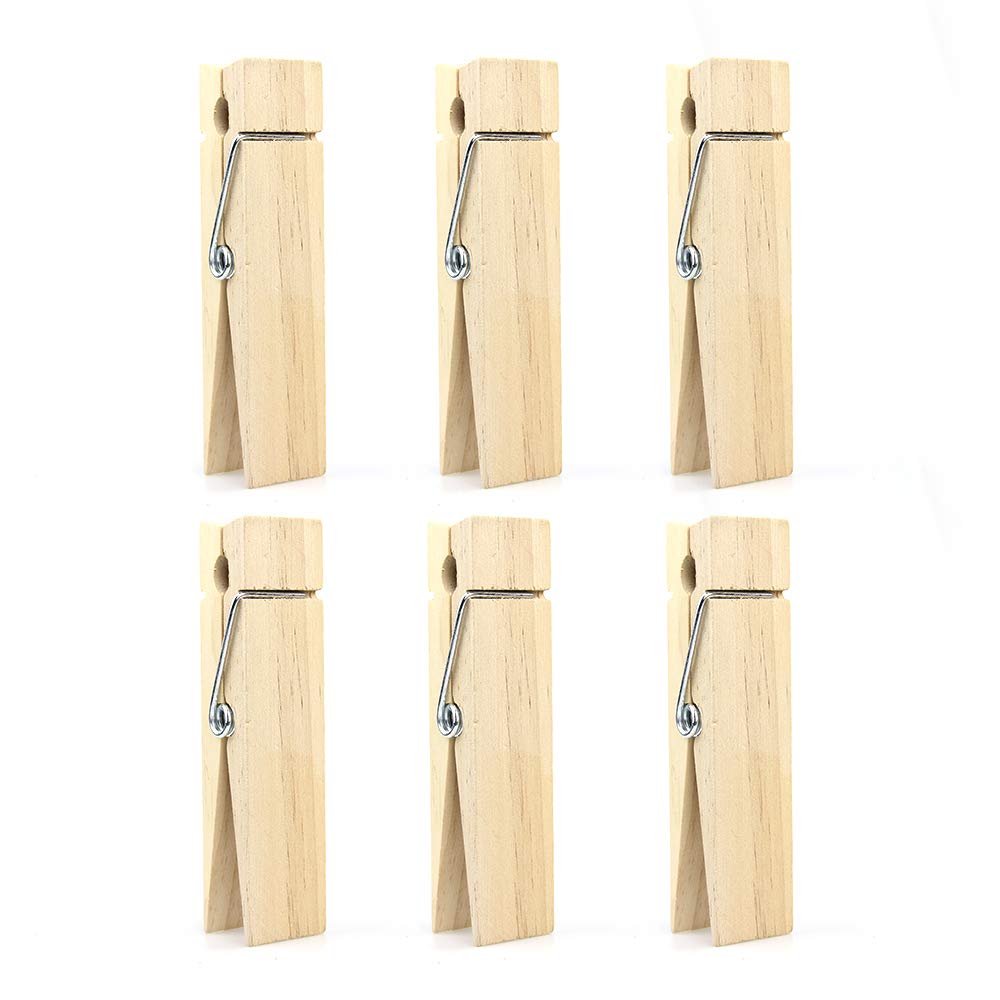 Riverking Big/Giant Clothes Pins,Natural Wooden Craft Clips,Photo Wooden Clips For Photo Paper Diy,Wedding And Bathroom Decorati