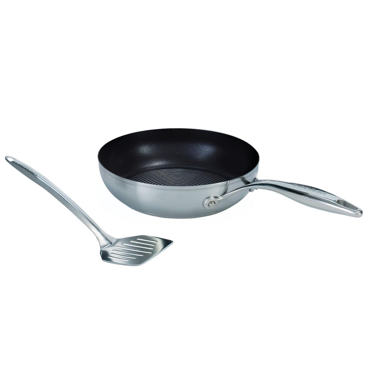 Circulon Stainless Steel Frying Pan/Skillet with SteelShield Hybrid Stainless and Nonstick Technology and Spatula