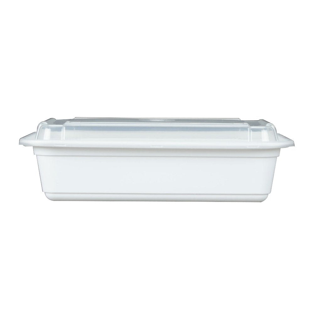 38 Oz Microwaveable White Rectangular Container Lid Combo 150 Ct