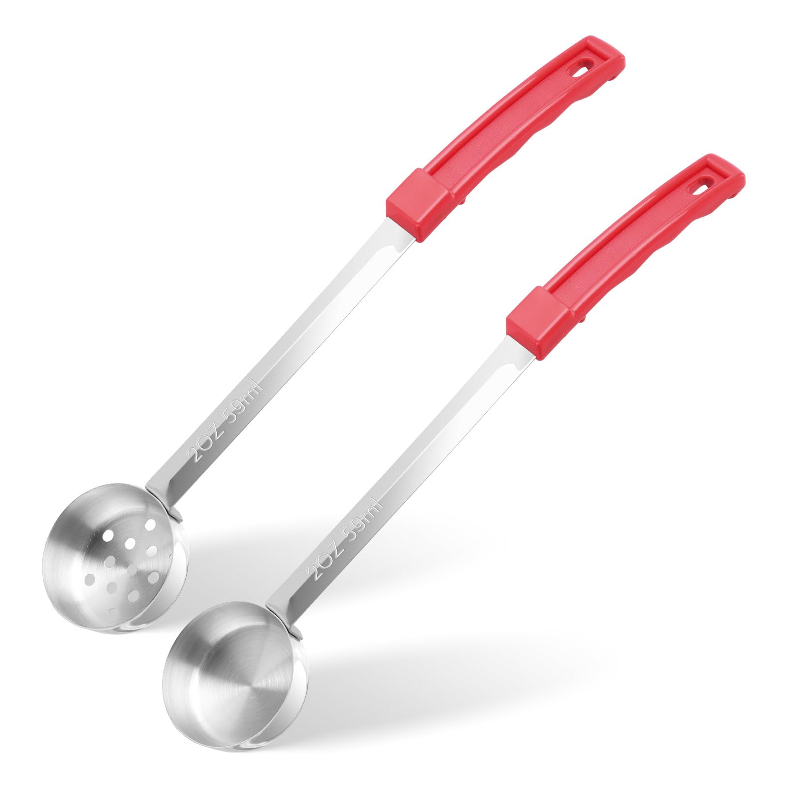 2 Pieces Solid and Slotted Portion Control Serving Spoons Set, 2 Oz Measuring Ladle Spoon Utensils, Stainless Steel Portion Scoo