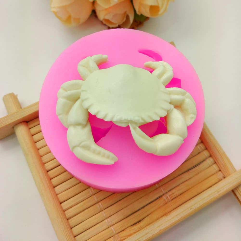 4 Pcs Crab Shape Silicone Mold Ocean Theme Crabs Fondant Mold Cute Soap Epoxy Resin Mold Sugarcraft Candy Molds For Sugarcraft C