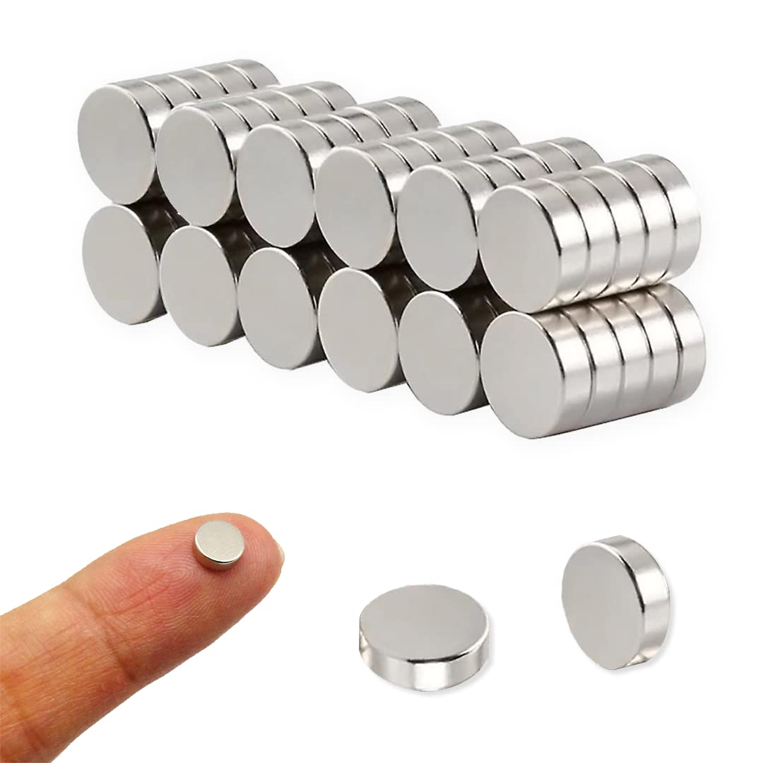 60 Pcs 5X2 Mm Fine Clutter Small Magnets  Round Brushed Nickel Style For Fridge  Office Dry Erase Board Whiteboard Map  Rare Ear