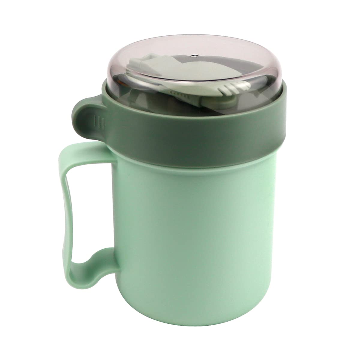 Lnq Luniqi Microwaveable Breakfast Cup With Lid And Spoon,500Ml Portable Soup Mug With Handles For School Office Outdoor Travel