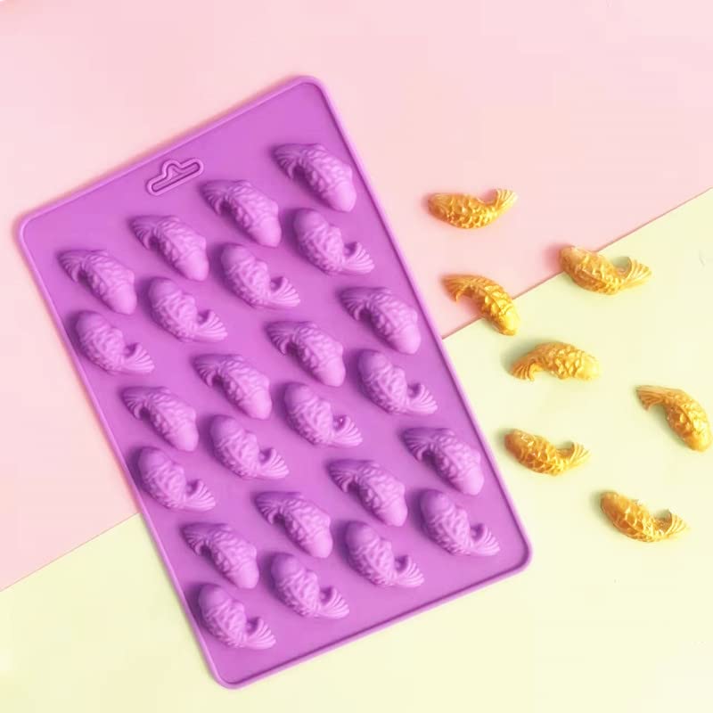 2Pcs 24 Cavity Koi Fish Carp Goldfish Silicone Molds For Diy Fondant Candy Making Chocolate Mold Desserts Ice Cube Trays Gum Cla