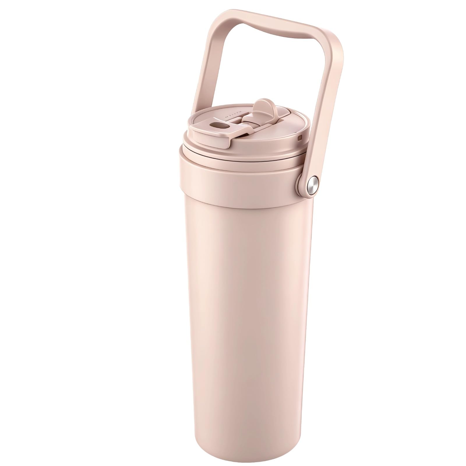 KLYGOBSR Pink Stainless Steel Water Bottle Insulated Tumbler with Handle 30 oz Flip Straw Twist On Lid Leakproof Travel Mug with