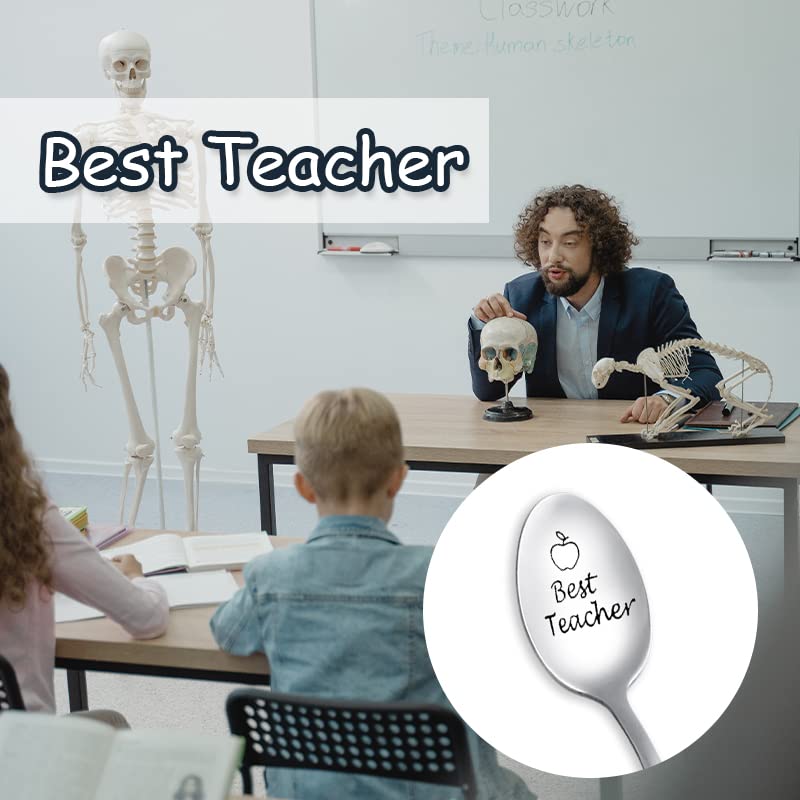 Teacher Appreciation Gifts For Women Men Engraved Ice Cream Coffee Tea Spoons For Teachers Coworkers Retirement Birthday Graduat